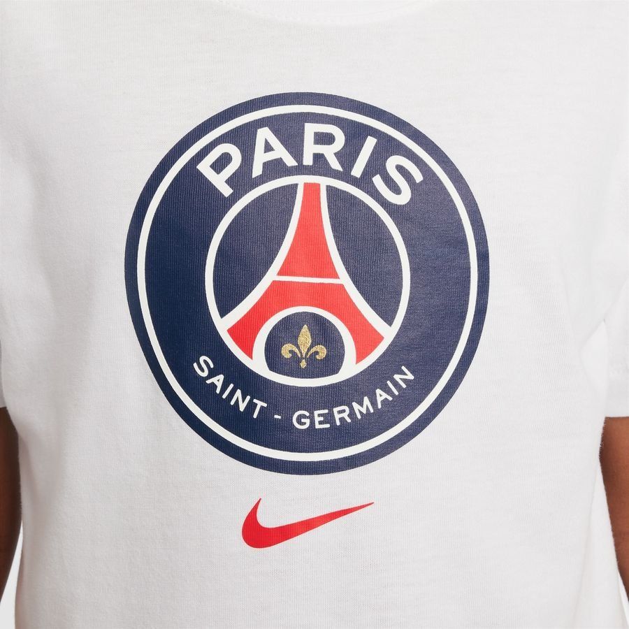 Paris Saint Germain T-Shirt Crest - White Kids-SoccerKits Hub | Buy Soccer Jerseys Online